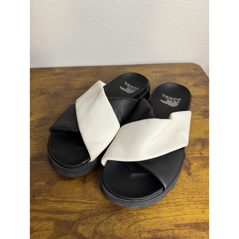 SOREL Viibe™ Crisscross Slide Black Sea Salt Women's Size 8 Slides Sandals‎